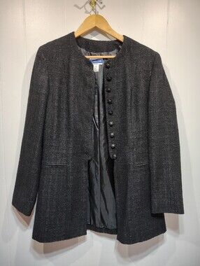 Vintage Pendleton Wool Shimmer Blazer Jacket Multi Button Collarless Black 10